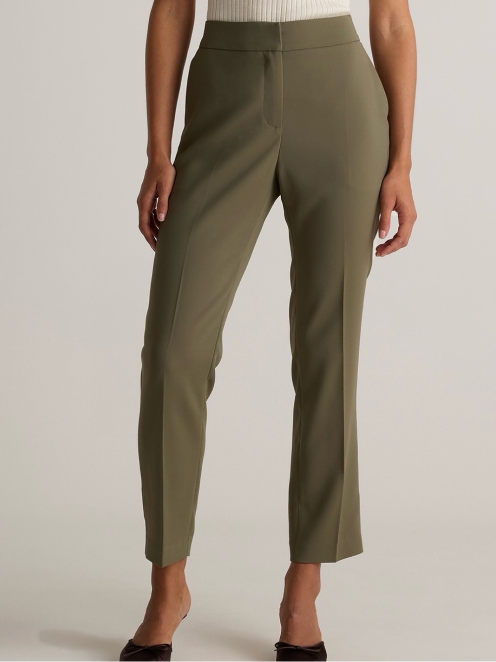 Quince Stretch Crepe Ankle Pants Slacks Green
